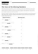 The Case Of The Missing Numbers - Math Worksheet With Answers