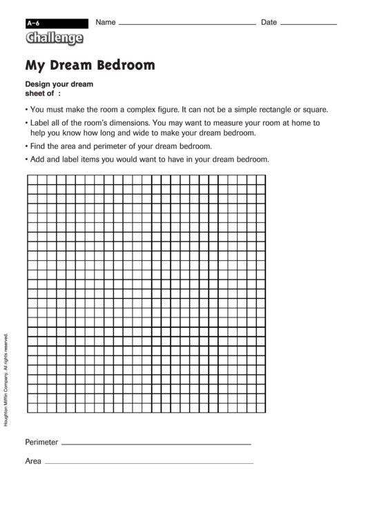My Dream Bedroom - Geometry Worksheet Printable pdf