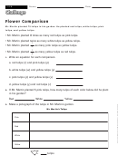 Flower Comparison - Math Worksheet With Answers Printable pdf