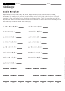Code Breaker - Math Worksheet With Answers