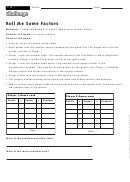 Roll Me Some Factors - Math Worksheet With Answers Printable pdf