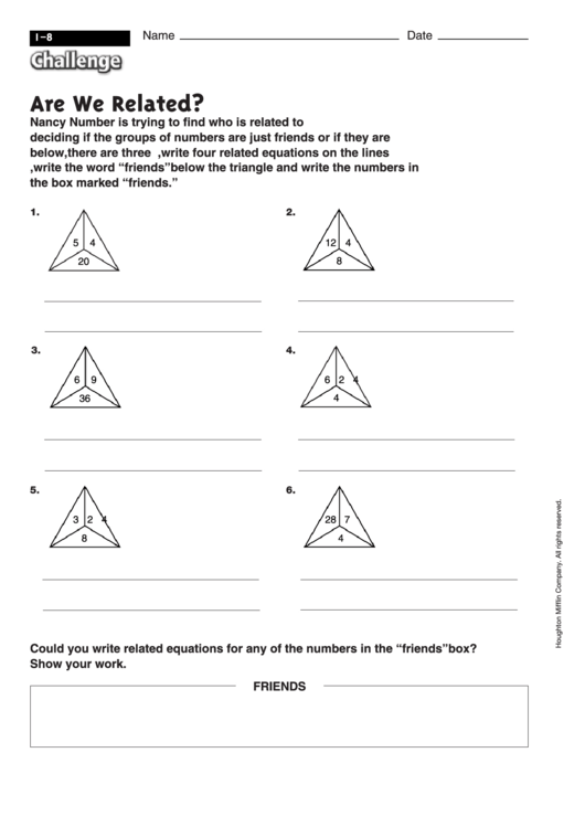 Are We Related - Geometry Worksheet With Answers Printable pdf