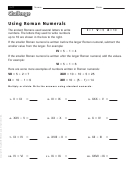 Using Roman Numerals - Math Worksheet With Answers Printable pdf