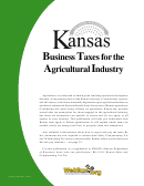 Form Pub. Ks-1550 - Kansas Business Taxes For The Agrcultural Industry