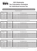Nebraska Tax Calculation Schedule For Individual Income Tax - 2013