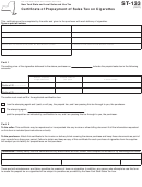 Form St-133 - Certificate Of Prepayment Of Sales Tax On Cigarettes