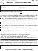 Form St-125 - Farmer's And Commercial Horse Boarding Operator's Exemption Certificate