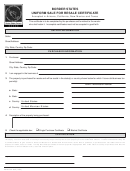 Form Ador 60-0081f - Uniform Sale For Resale Certificate