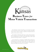Form Pub. Ks-1526 - Kansas Business Taxes For Motor Vehicle Transactions