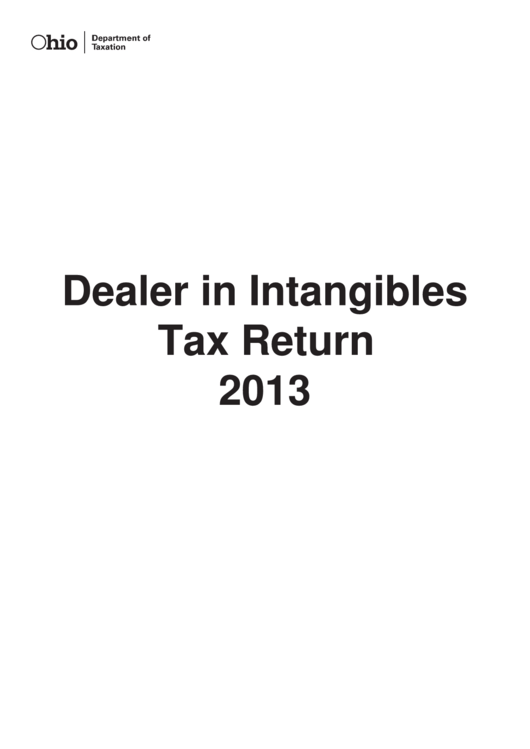 Dealer In Intangibles Tax Return Form - Ohio Department Of Taxation - 2013 Printable pdf