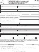 Form Tp-125 - Application For Temporary License To Import Liquors For Personal Use And Consumption