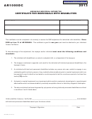 Form Ar1000dc - Certificate For Individuals With Disabilities - 2013
