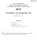 Form Bfc-150 - Corporation Business Tax Return For Banking And Financial Corporations Statement Of Estimated Tax - 2012