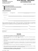 Form Tr-134 - Title Service / Individual Authorization