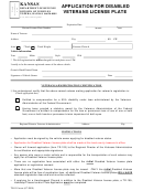 Form Tr-103 - Application For Disabled Veterans License Plate