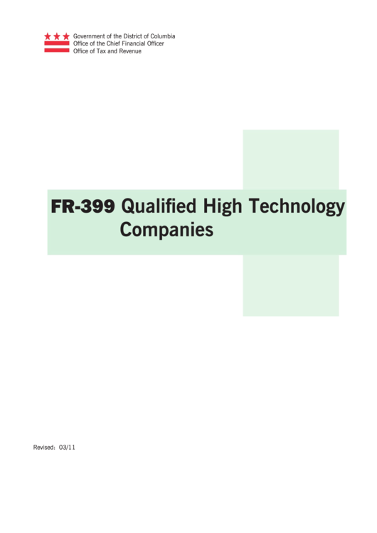 Form Fr-399 - Qualified High Technology Companies Tax Package Printable pdf