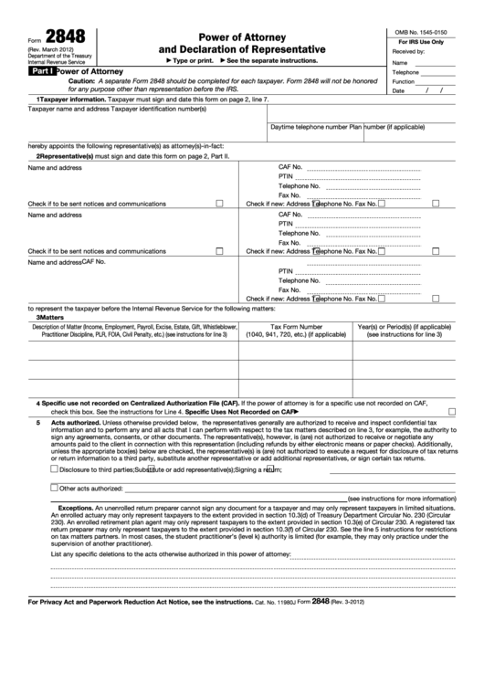 Top 12 Form 2848 Templates free to download in PDF format