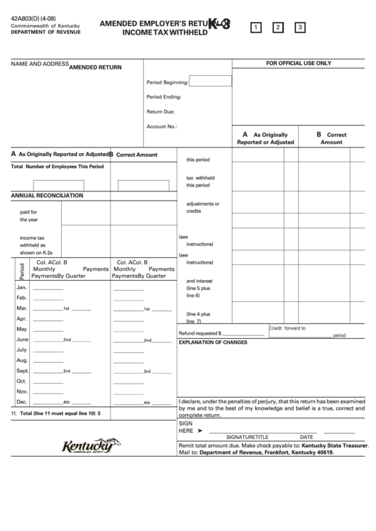 Form 42a803(D) (4-08) - Amended Employer