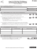 Form It-245 - Claim For Volunteer Firefighters' And Ambulance Workers' Credit - 2011