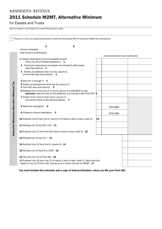 Fillable Schedule M2mt - Alternative Minimum For Estates And Trusts - 2011 Printable pdf
