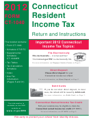 Instructions For Form Ct-1040 - Connecticut Resident Income Tax - 2012