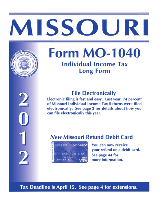 Instructions For Form Mo-1040 - Individual Income Tax Long Form - 2012