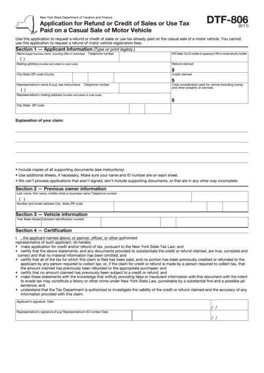 form-dtf-806-application-for-refund-or-credit-of-sales-or-use-tax