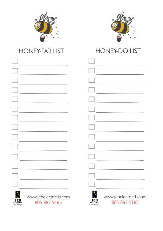 Honey Do List Template Printable Pdf Download