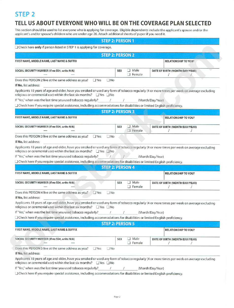 Form Enr-200 - Application For Highmark Blue Shield Health Insurance