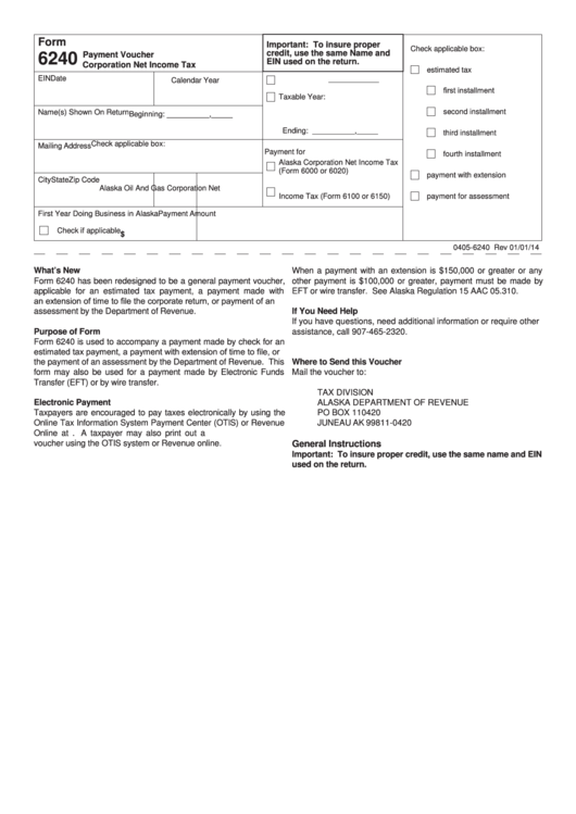 Alaska Form 6240 Fillable - Printable Forms Free Online