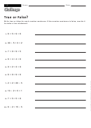 True Or False - Math Worksheet With Answers Printable pdf