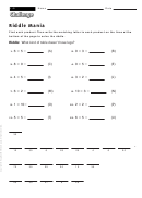 Riddle Mania - Multiplication Worksheet With Answers