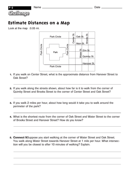 Estimate Distances On A Map - Math Worksheet With Answers printable pdf ...