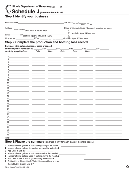 Form Rl-26-J - Schedule J(Attach To Form Rl-26.) Printable pdf
