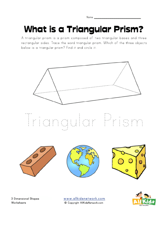 Triangular Prism Shape Worksheet