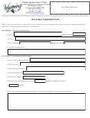 Fillable Investing Complaint Form - Wyoming Secretary Of State Printable pdf