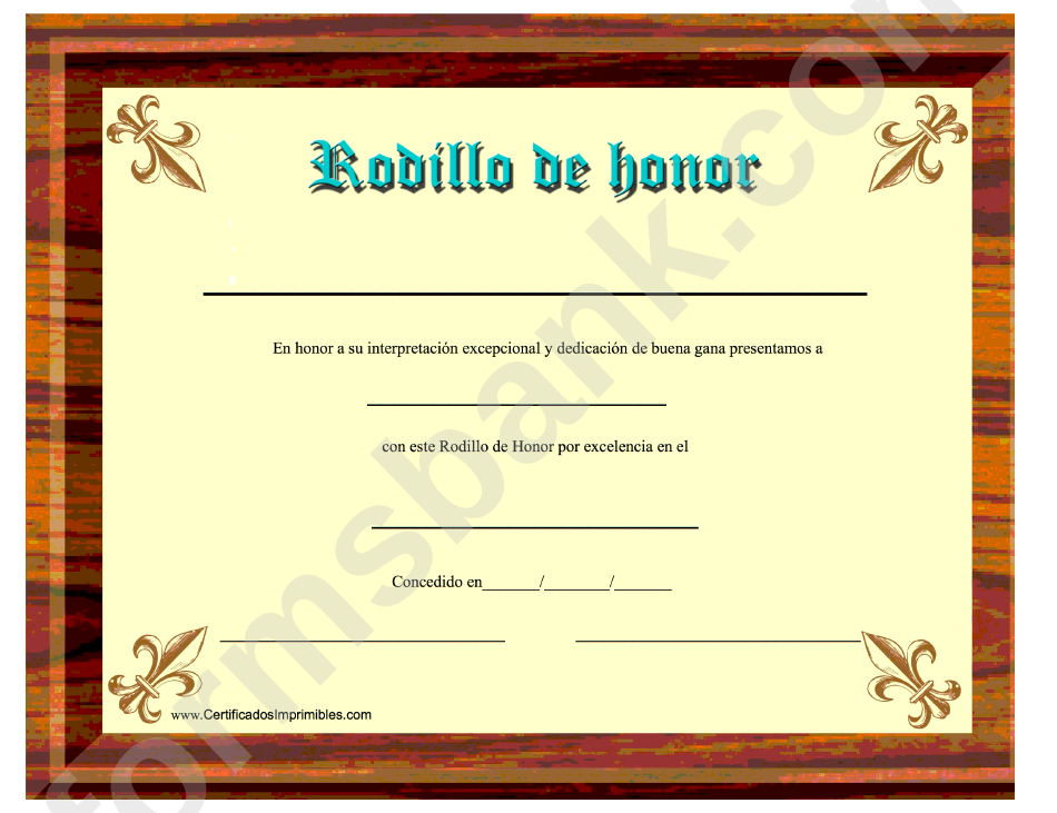 Rodillo De Honor Certificate Template
