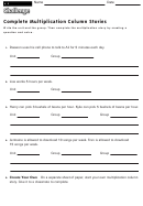 Complete Multiplication Column Stories - Multiplication Worksheet With Answers