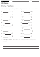 Missing Fractions - Fraction Worksheet With Answers