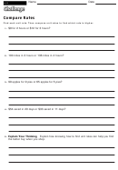 Compare Rates - Math Worksheet With Answers
