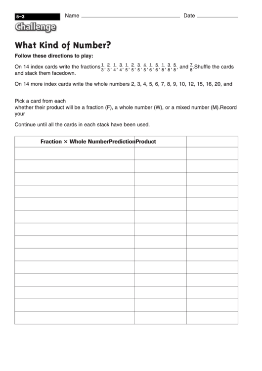 What Kind Of Number - Math Worksheet Printable pdf