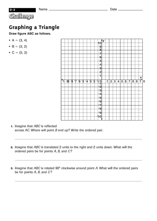 Graphing A Triangle - Math Worksheet With Answers Printable pdf