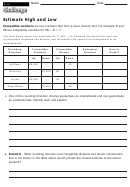 Estimate High And Low - Worksheet With Answers