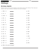 Division Match - Division Worksheet With Answers