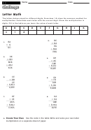 Letter Math - Math Worksheet With Answers