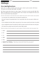 Five Multiplications - Multiplication Worksheet With Answers Printable pdf