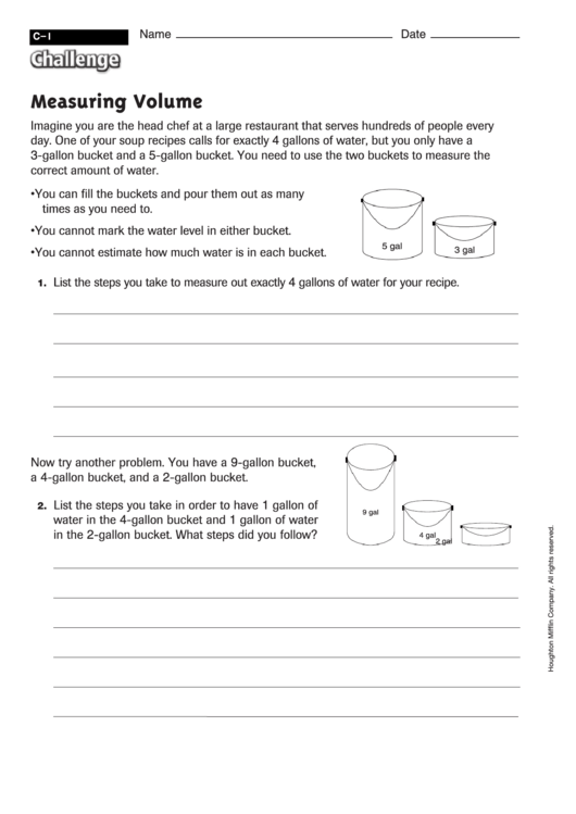 Measuring Volume - Volume Worksheet With Answers Printable pdf