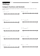 Compare Fractions And Decimals - Fraction Worksheet With Answers