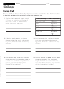 Camp Out - Math Worksheet With Answers