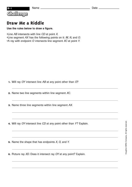 Draw Me A Riddle - Geometry Worksheet With Answers Printable pdf